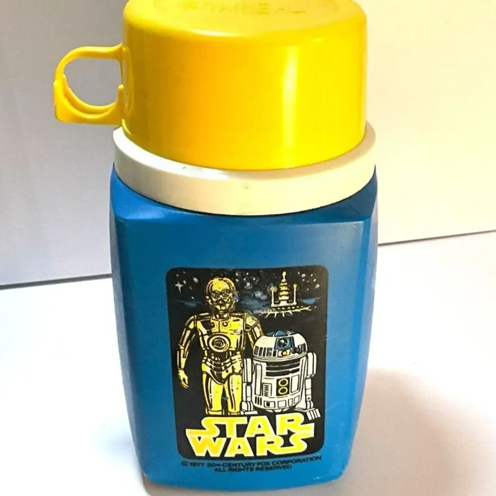 1977 Star Wars Lunch Box Darth Vader Princess Leah Luke Skywalker with thermos